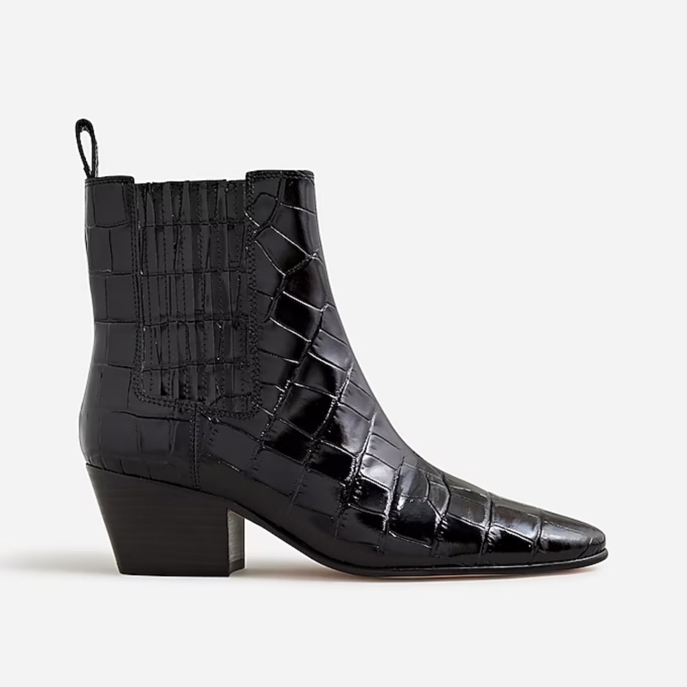 NIB J. Crew Piper ankle boots in Italian croc-embossed leather